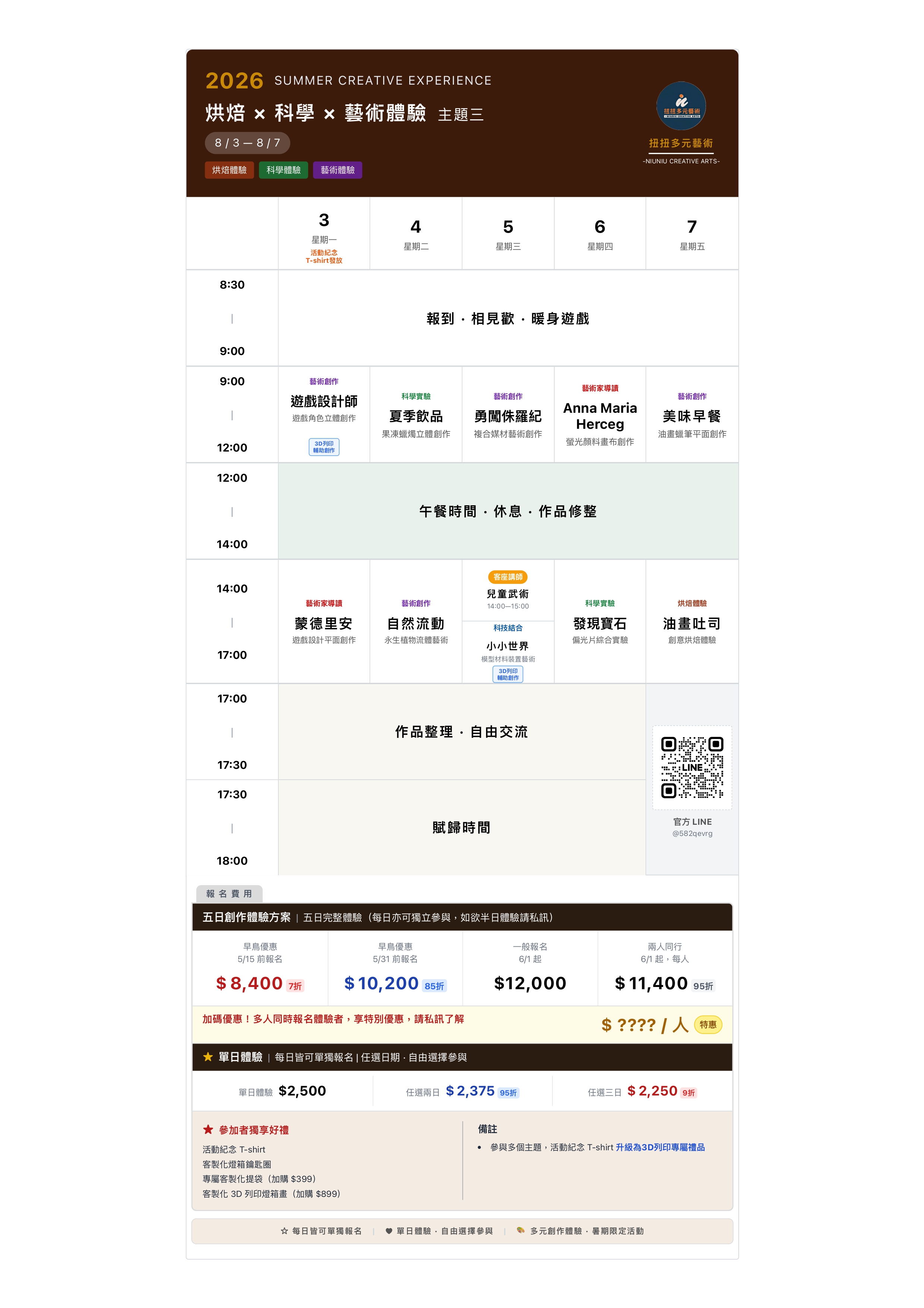 2026 暑期創作體驗主題三行程與活動介紹